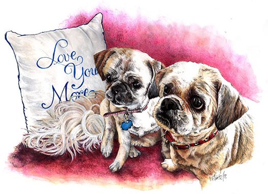 Doris' Dogs Painting ~ Watercolour Pet Portrait Art by Patrice